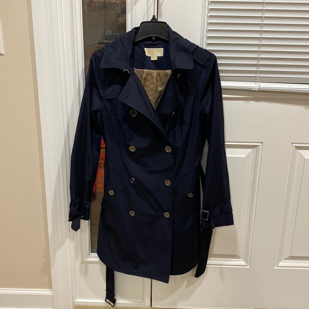 Michael Kors Trench Coat with detachable hood Navy